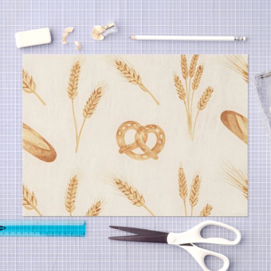 Rustic Bread & Wheat Seamless Pattern Tissuepapier (Craft)