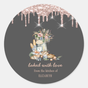 Rustic Breads Flowers Roos Gold Drips Bakkerij Ronde Sticker
