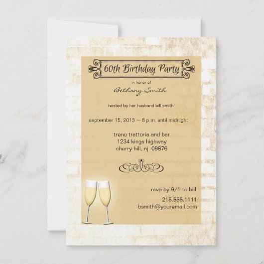 Rustic Brick 60th Birthday Party Invitation Kaart (Voorkant)