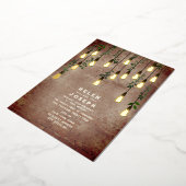 Rustic Brick  Lightbulb Botanical Wedding Folie Uitnodiging (Gedraaid)