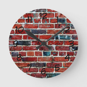 Rustic Brick Wall Ronde Klok