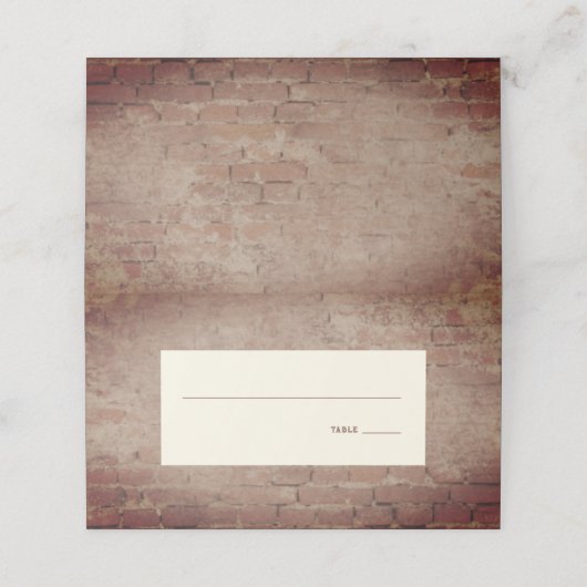 Rustic Brick Wedding Plaatskaartje (Buitenkant ongevouwen)
