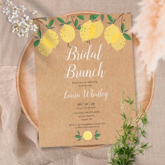 Rustic Bridal Brunch Lemon Vrijgezellenfeest Aankondigingskaart