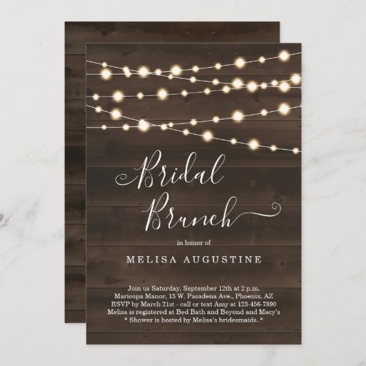 Rustic Bridal Brunch Uitnodiging (Voorkant / Achterkant)
