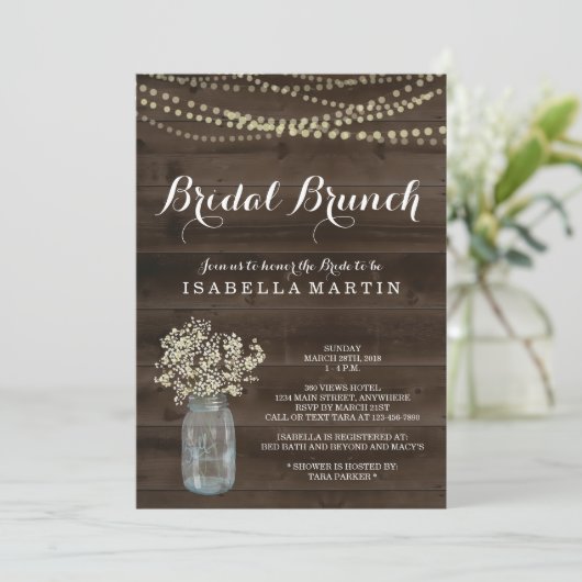 Rustic Bridal Brunch Uitnodiging (Staand voorkant)