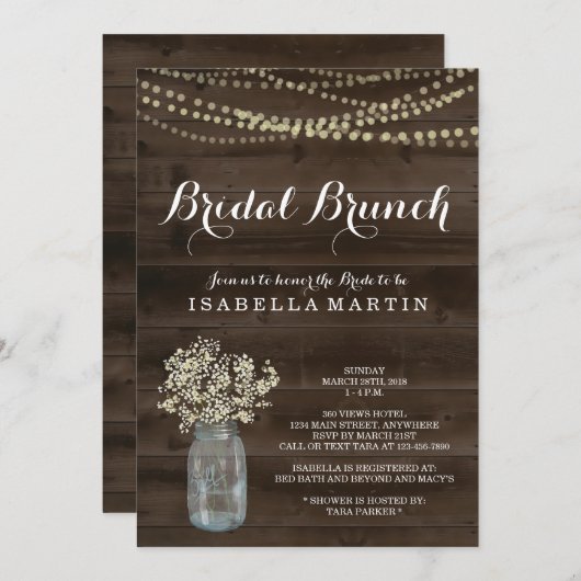 Rustic Bridal Brunch Uitnodiging (Voorkant / Achterkant)