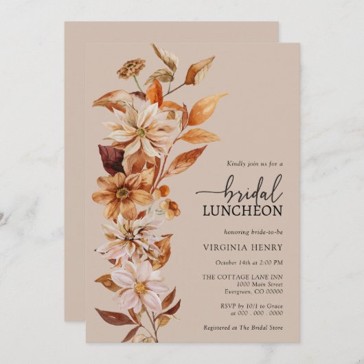 Rustic Bridal Luncheon Kaart (Voorkant / Achterkant)