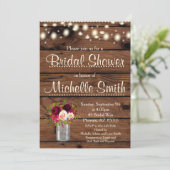 Rustic Bridal Shower Invitation, Boho, Bourgogne Kaart (Staand voorkant)