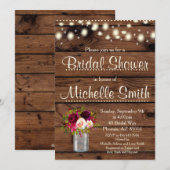 Rustic Bridal Shower Invitation, Boho, Bourgogne Kaart (Voorkant / Achterkant)