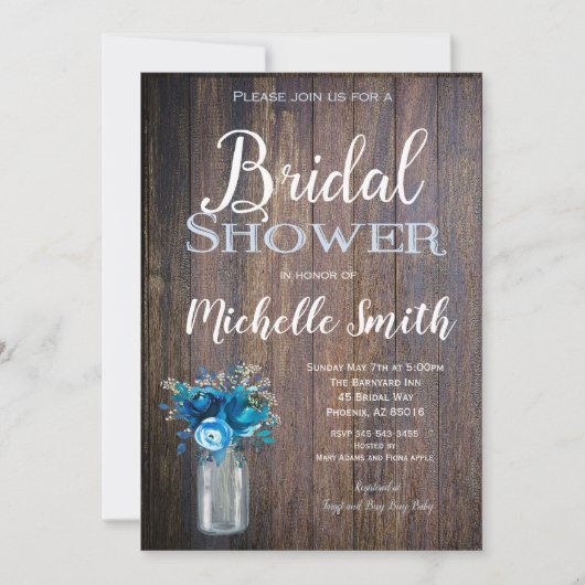 Rustic Bridal Shower Invitation, Rustic, Floral Kaart (Voorkant)