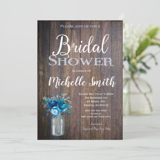 Rustic Bridal Shower Invitation, Rustic, Floral Kaart (Staand voorkant)