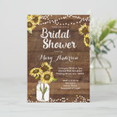 Rustic Bridal Shower Invitation Sunflower Kaart (Staand voorkant)
