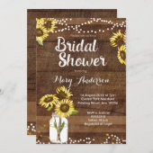 Rustic Bridal Shower Invitation Sunflower Kaart (Voorkant / Achterkant)