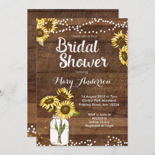 Rustic Bridal Shower Invitation Sunflower Kaart