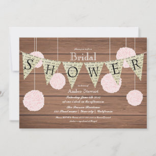 Rustic Bridal Shower Invitation - vlaggen in boeie Kaart