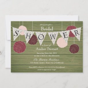 Rustic Bridal Shower Invitation - Yarn Thema Kaart