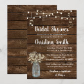 Rustic Bridal Shower Invitations with Mason Jars Kaart (Voorkant / Achterkant)