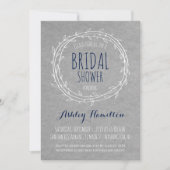 Rustic Bridal Shower-uitnodiging in Gray en Navy Kaart (Voorkant)