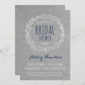 Rustic Bridal Shower-uitnodiging in Gray en Navy Kaart (Voorkant / Achterkant)