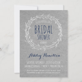 Rustic Bridal Shower-uitnodiging in Gray en Navy Kaart