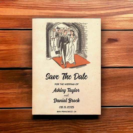 Rustic Bride Groom Wedding sparen de Datum Kaart