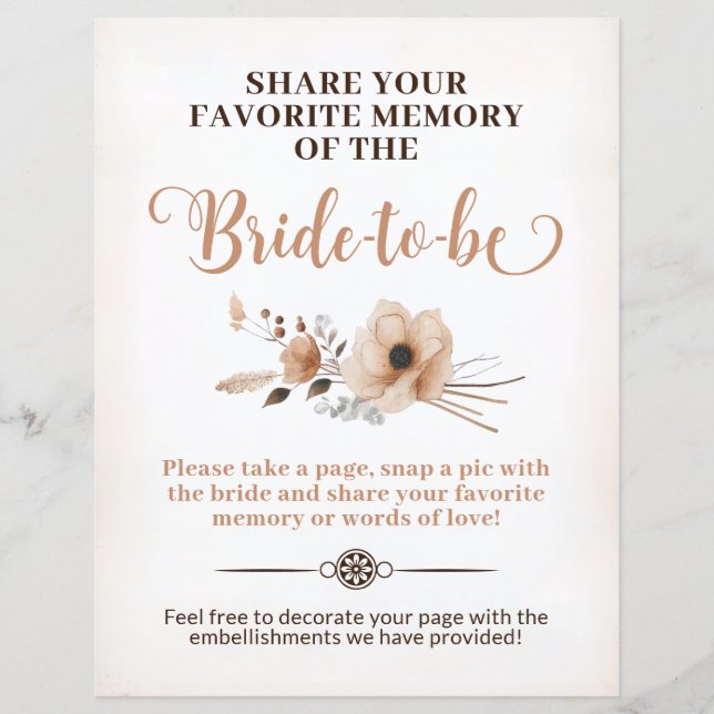 Rustic Bride wordt Memory Game Sign (Voorkant)