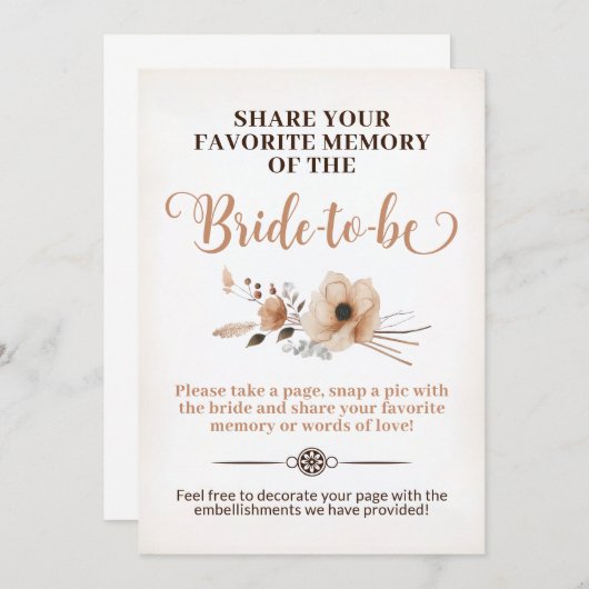 Rustic Bride wordt Memory Game Sign Kaart (Voorkant / Achterkant)