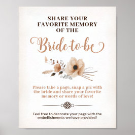 Rustic Bride wordt Memory Game Sign Poster
