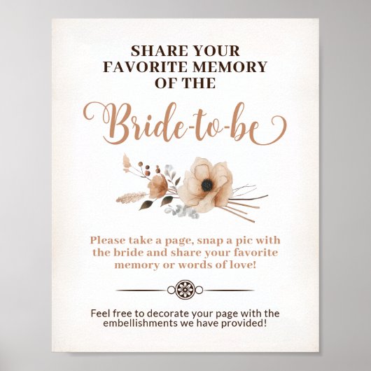 Rustic Bride wordt Memory Game Sign Poster (Voorkant)
