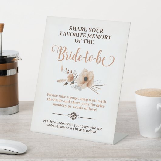Rustic Bride wordt Memory Game Sign Reclamebord Met Voetstuk (Insitu)