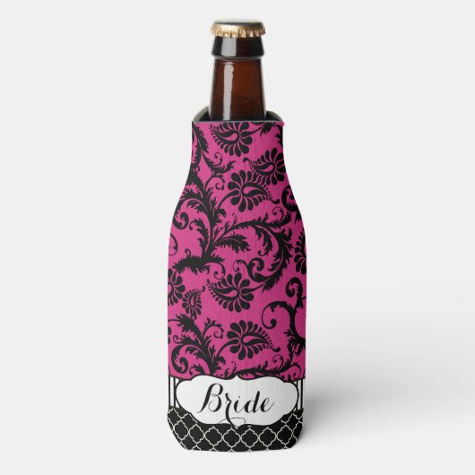 Rustic Bride's  stijlDamaspatroon Flesjeskoeler (Fles Voorkant)