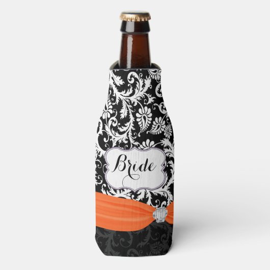 Rustic Bride's  stijlDamaspatroon Flesjeskoeler (Fles Voorkant)