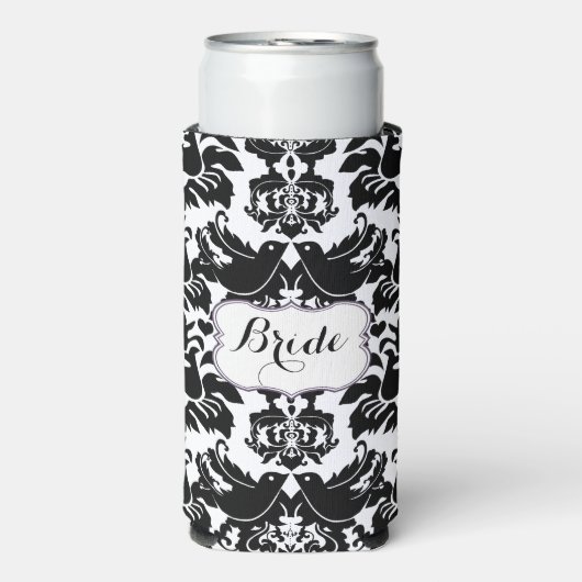 Rustic Bride's  stijlDamaspatroon Seltzer Blikjeskoeler (Seltzer Voorkant)