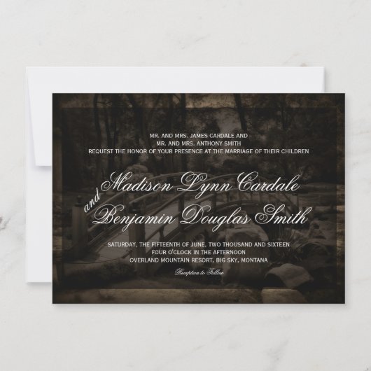 Rustic Bridge Country Wedding Invitations Kaart (Achterkant)