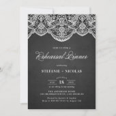 Rustic Brocade Lace Rehearsal Dinner Invitation Kaart (Voorkant)