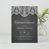 Rustic Brocade Lace Rehearsal Dinner Invitation Kaart (Staand voorkant)