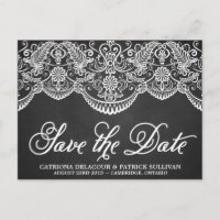 Rustic Brocade Lace Save the Date Briefkaart