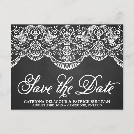 Rustic Brocade Lace Save the Date Briefkaart (Voorkant)