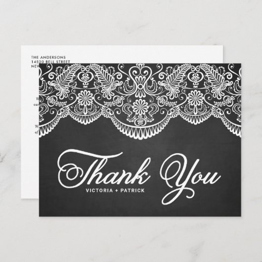 Rustic Brocade Lace Wedding Bedankt Briefkaart (Voorkant / Achterkant)