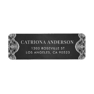Rustic Brocade Lace Wedding Return Label