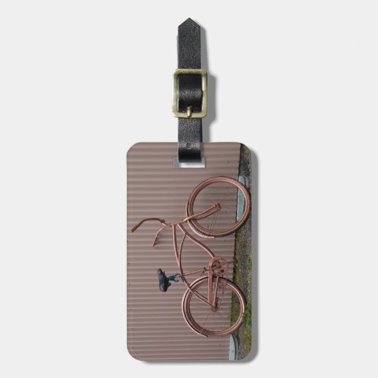 Rustic Bronze Bicycle Fotograaf Aangepast Bagagelabel (Voorkant verticaal)