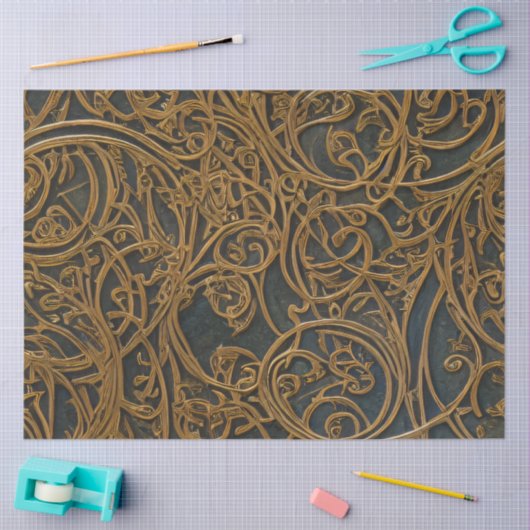 Rustic Bronze Floral  Damask Tissuepapier (Craft)