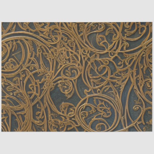 Rustic Bronze Floral  Damask Tissuepapier (Voorkant)