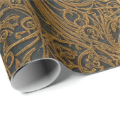 Rustic Bronze Floral  Damask Wrapping Paper Cadeaupapier (Rol Hoek)