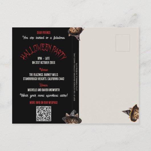 Rustic Broomsticks Witches Halloween Uitnodiging (Achterkant)