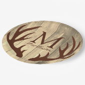 Rustic Brow Deer Antlers Antiek Wood Papieren Bordje (Gekanteld)