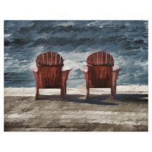 Rustic Brown Adirondack Beach Chairs Art