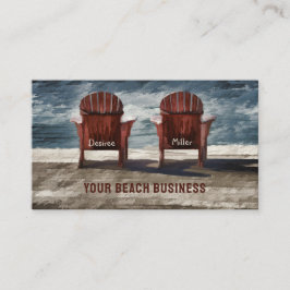 Rustic Brown Adirondack Beach Chairs Art Visitekaartje