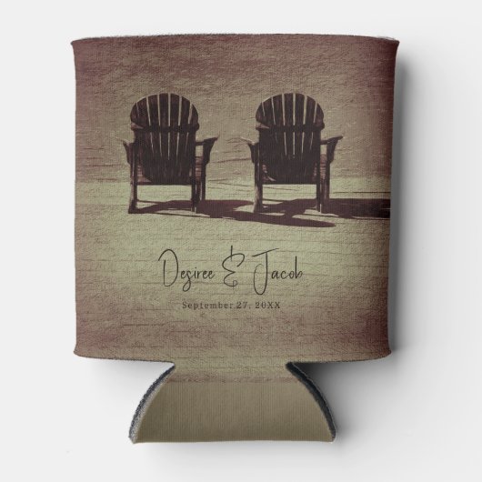 Rustic Brown Adirondack Beach Chairs Wedding Blikjeskoeler (Voorkant)