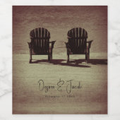 Rustic Brown Adirondack Beach Chairs Wedding Wijn Etiket (Enkel label)